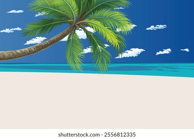 Summer beach and palm trees vector