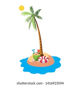 summer beach with palms and float lifeguard scene