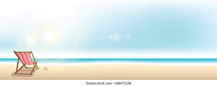 Summer beach panoramic banner background