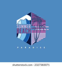 Summer Beach Paradise Typography geometrical palm tree design