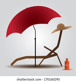 summer beach parasol and bed eps10