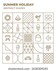 Summer beach party abstract shapes outline