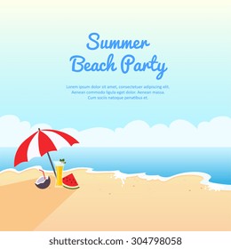 Summer beach party banner, vector illustration with place for your text