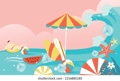 Summer beach party, character summer seaside vacation, vector illustration
