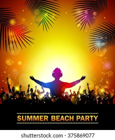 Summer beach party with dance silhouettes