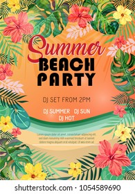 Summer beach party design poster or flyer.