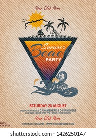 Summer beach party design template for poster, flyer, banner and template design. Summer elements on grunge background. With this poster design you will grab everyone’s attention.