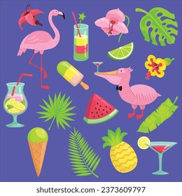 summer beach party elements setvector design illustration