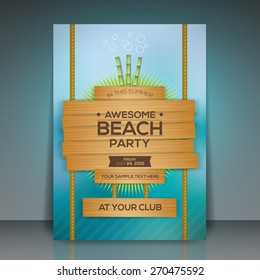 Summer Beach Party Flyer Design - EPS10 Vector Illustration
