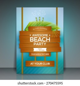 Summer Beach Party Flyer Design - EPS10 Vector Illustration
