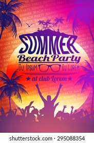 Summer Beach Party Flyer Design - Vector Illustration