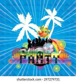 Summer beach Party flyer design illustration