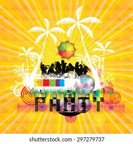Summer beach Party flyer design illustration