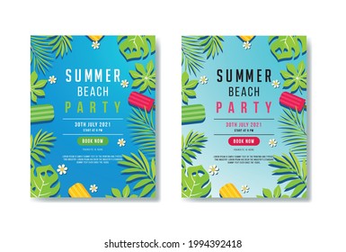 Summer beach party flyer or poster template