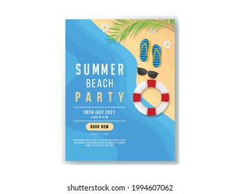 Summer beach party flyer or poster template