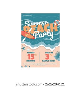 summer beach party flyer poster template design