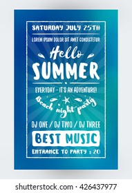Summer Beach Party Flyer or Poster. Night Club Event. Summer Night Party. Vector Flyer Design Template