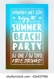 Summer Beach Party Flyer or Poster. Night Club Event. Summer Night Party. Vector Flyer Design Template