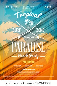 Summer Beach Party Flyer or Poster. Summer Night Party. Vector Design Template