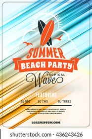 Summer Beach Party Flyer or Poster. Summer Night Party. Vector Design Template