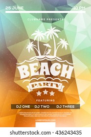 Summer Beach Party Flyer or Poster. Summer Night Party. Vector Design Template