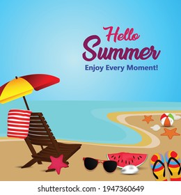 Plantilla de volante de verano para fiestas en la playa