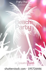 Summer Beach Party Flyer Template - Vector Illustration