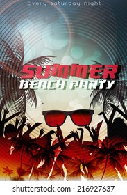 Summer Beach Party Flyer Template - Vector Illustration