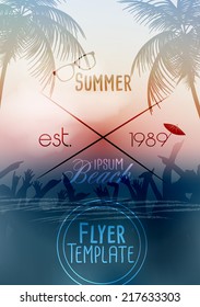 Summer Beach Party Flyer Template - Vector Illustration
