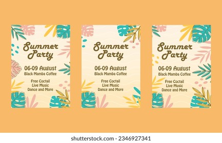 Summer beach party flyer template. Vector illustration. Invitation to nightclub.