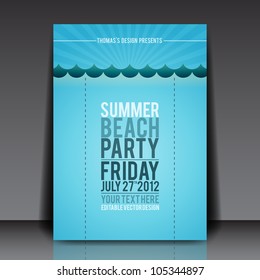 Summer Beach Party Flyer Vector Template - EPS10 Design
