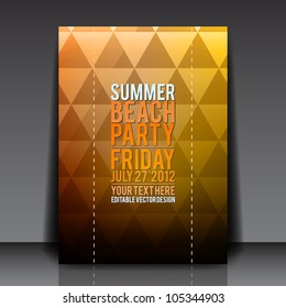 Summer Beach Party Flyer Vector Template - EPS10 Design