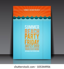 Summer Beach Party Flyer Vector Template - EPS10 Design