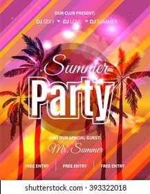 Summer Beach Party Flyer - Vector Design. EPS 10