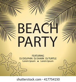 Summer beach party flyer. Vector illustration.