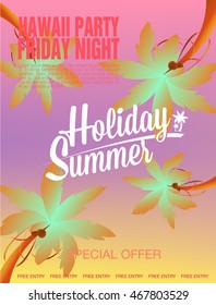Summer Beach Party Flyer. Vector Illustration poster beach party and summer time