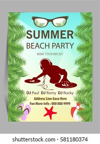 Summer beach party flyer , summer party vector elements .