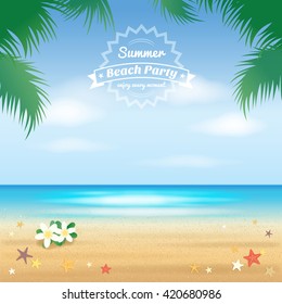 Summer beach party, hello summer background and banner