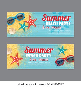 summer beach party invitation ticket template background