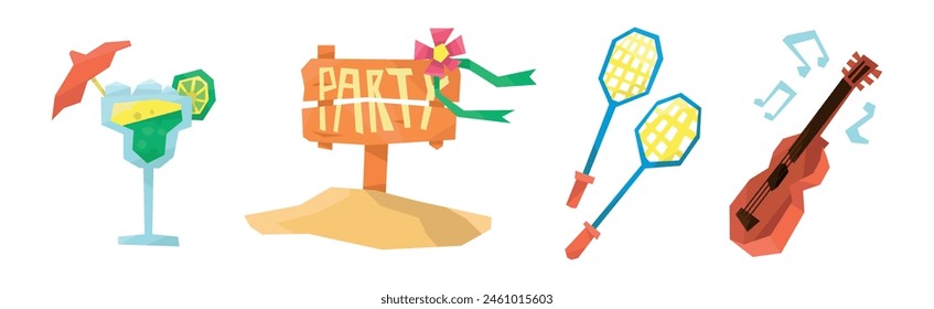 Conjunto de Vector de objeto y símbolo de fiesta de playa de verano