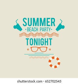 Summer beach party, poster background. Retro illustration for flyers. Vector