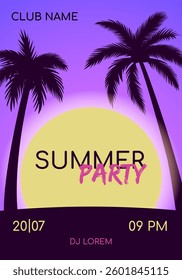 summer beach party poster, club or festival invitation template