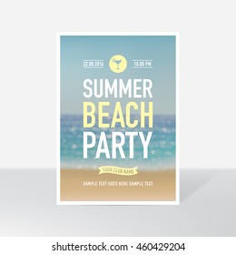 Summer beach party poster / flyer mock-up. Vector illustration