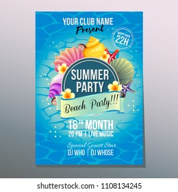 summer beach party poster sea shell