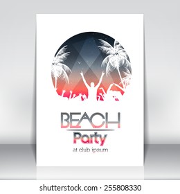 Summer Beach Party Poster Template - Vector Illustration