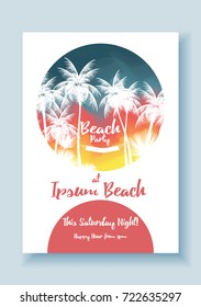 Summer Beach Party Poster Template - Vector Illustration