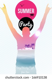 Summer Beach Party Poster - Vector Illustration