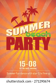 Summer Beach Party Poster - Vector Design.