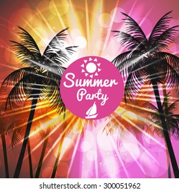 Summer Beach Party Poster - Vector Illustration