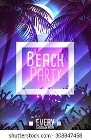 Summer Beach Party Poster - Vector Illustration